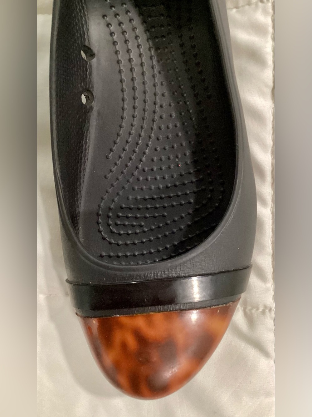 Crocs Women's Size 8 Gianna Alice Black Ballet Flats W/Tortoiseshell Toe-RETIRED - Picture 5 of 11